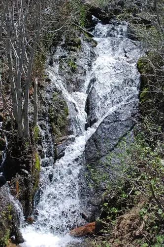 A waterfall along a Lake Tahoe trail
